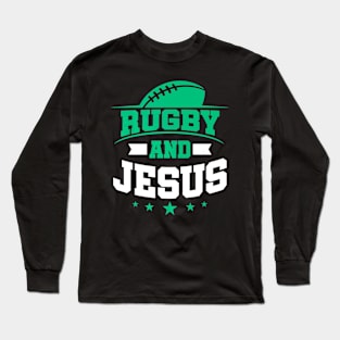 Rugby Player Ball Fan Jersey Jesus Christ Long Sleeve T-Shirt